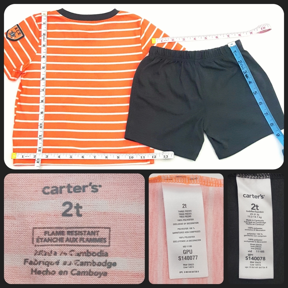 CARTER'S 4pc. Fly Racer Striped Short Set Lot - Picture 4 of 5